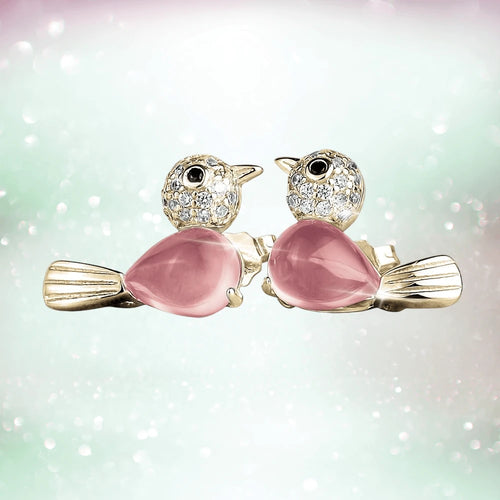 Daniel Steiger Watch The Bird Earrings Rose Quartz