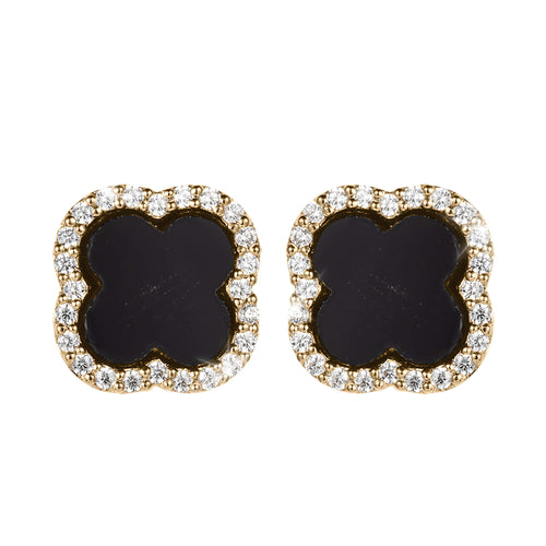 Daniel Steiger Fortuna Clover Onyx Earrings