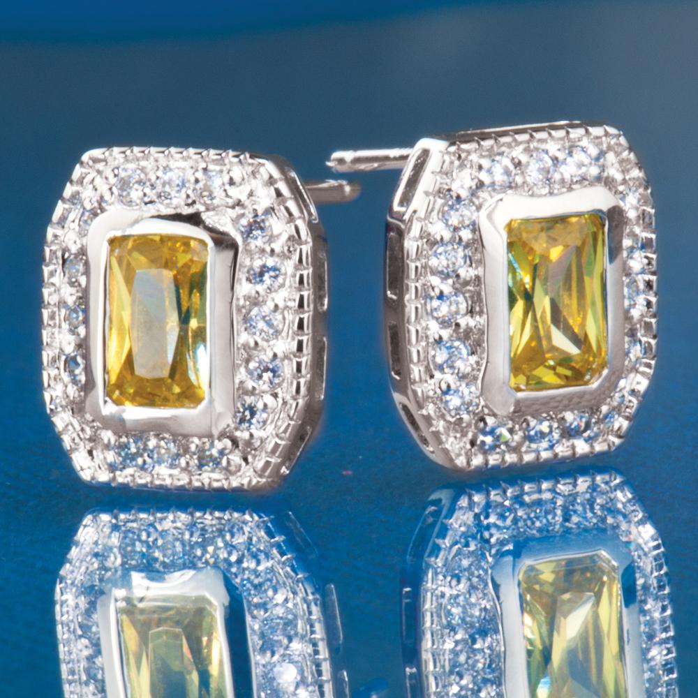 Daniel Steiger Canary Emerald Cut Earrings
