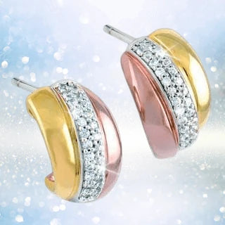 Love, Now, Forever Earrings featuring a two-tone sterling silver design with sparkling clear stones, elegant for female jewelry collections.