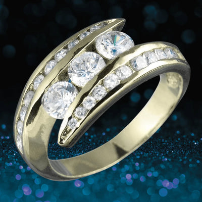 Elegant Jazz Wrap Gold Ring for female featuring sterling silver with gold plating and sparkling clear gemstones embedded in a modern wrap design perfect for jewelry collections.