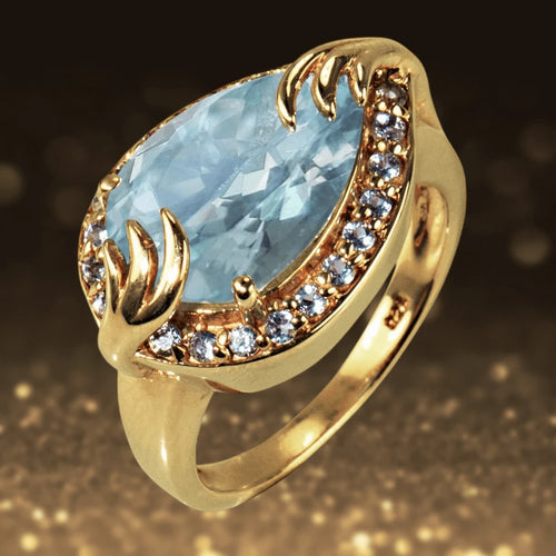 Aqua Pear Ring
