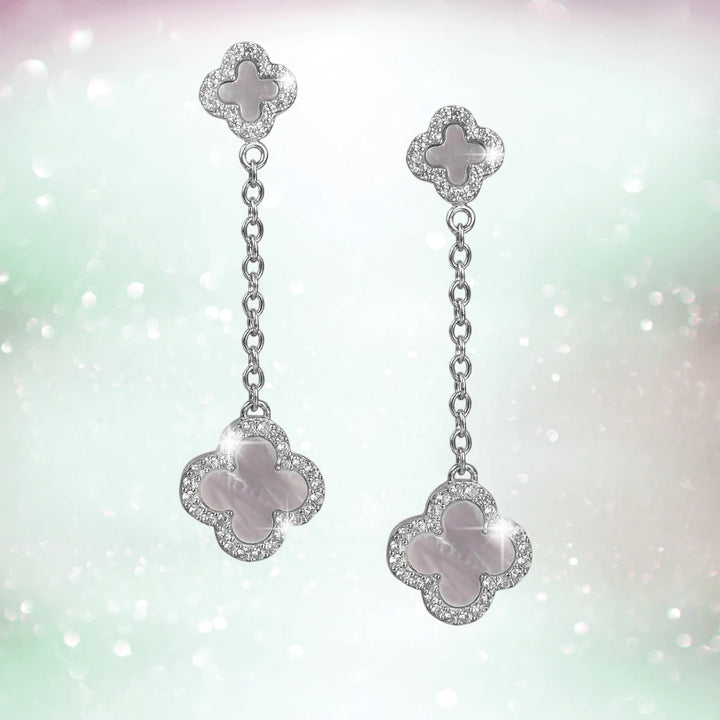 Summer Butterfly Earrings featuring sterling silver with rhodium plating, showcasing delicate butterfly-shaped designs connected by a fine chain, designed for women.