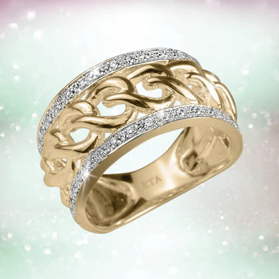 Classica Chain Ring featuring an elegant sterling silver design with gold plating, accented by sparkling stones, crafted for a refined and feminine look.