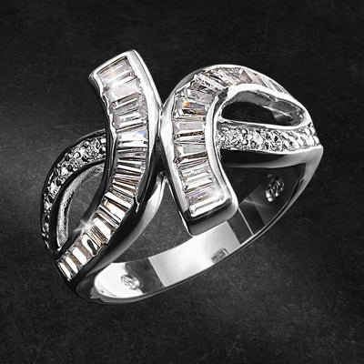 Daniel Steiger Baguette Twist Ring Rhodium