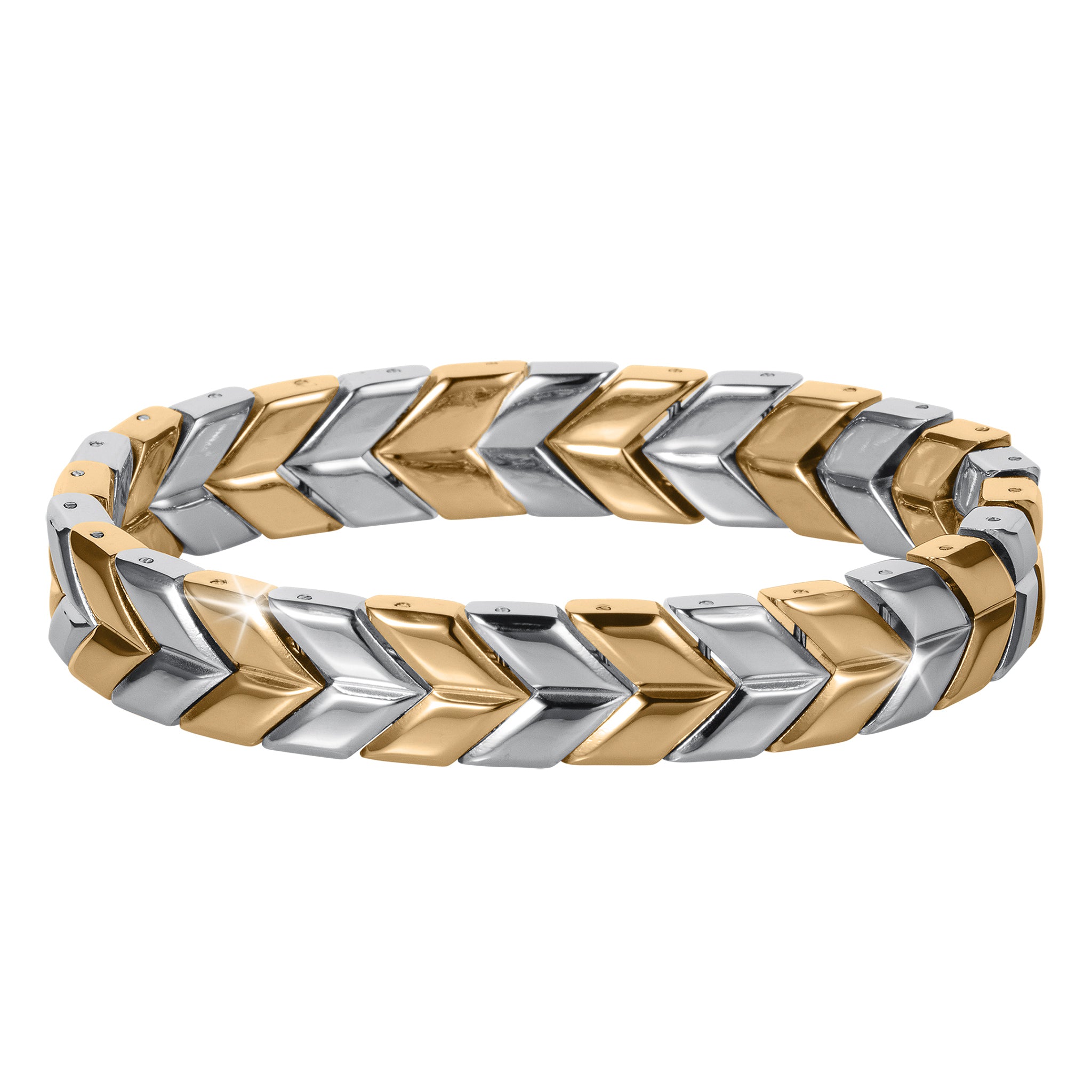 Lorenzo Bracelet featuring interlocking silver and gold chevron links in a polished jewelry design Up To 75% Off Retail