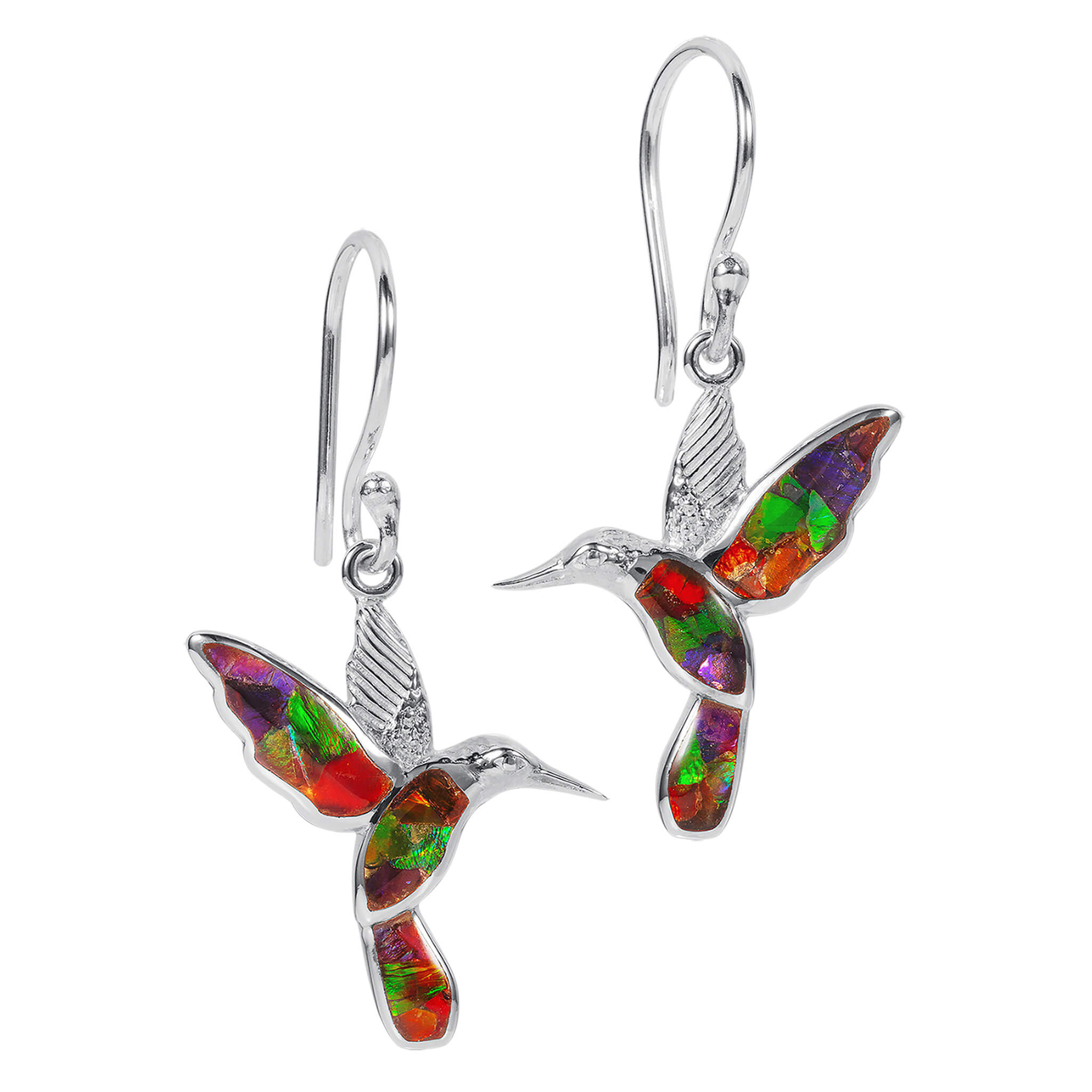 Ammolite Hummingbird Earrings