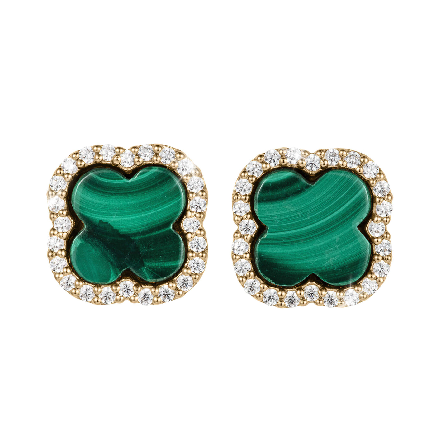 Fortuna Clover Malachite Earrings