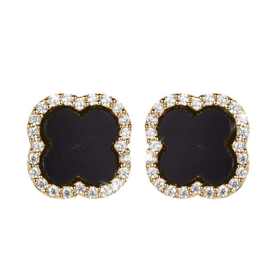 Daniel Steiger Fortuna Clover Onyx Earrings