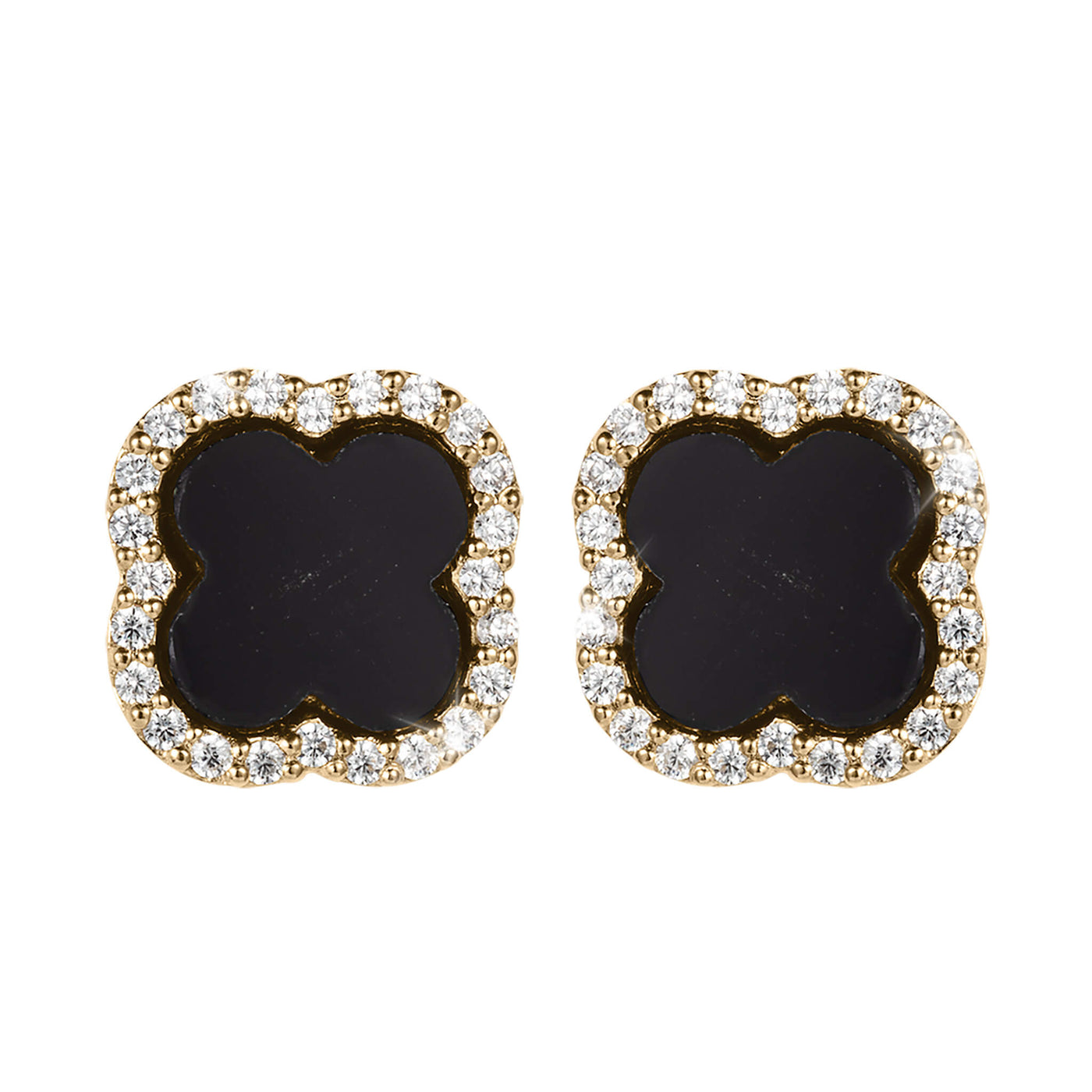 Fortuna Clover Onyx Earrings