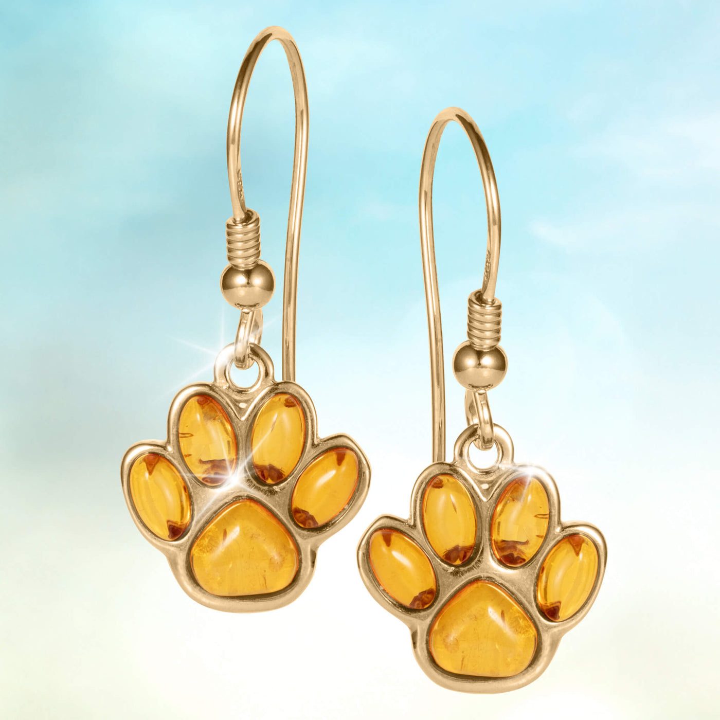 Daniel Steiger Baltic Amber Golden Paw Earrings