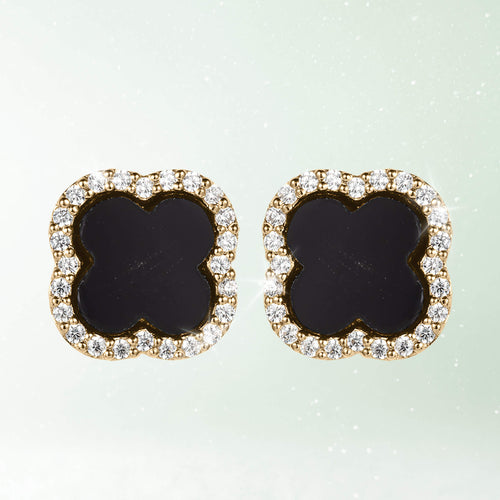 Fortuna Clover Onyx Earrings