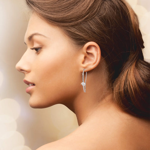 Lumnious Moissanite Silver Threader Earrings
