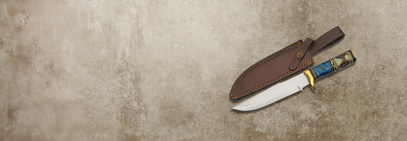 Blue Feather Bowie Knife