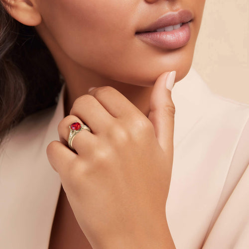 Enchanted Rose Red Ladies Ring