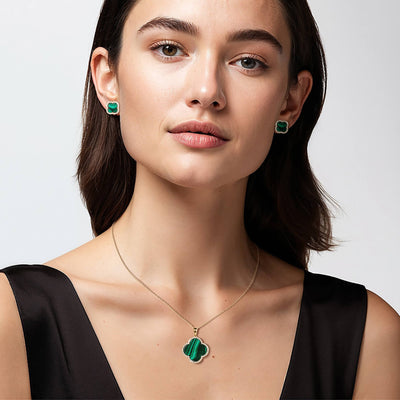 Daniel Steiger Fortuna Clover Malachite Earrings