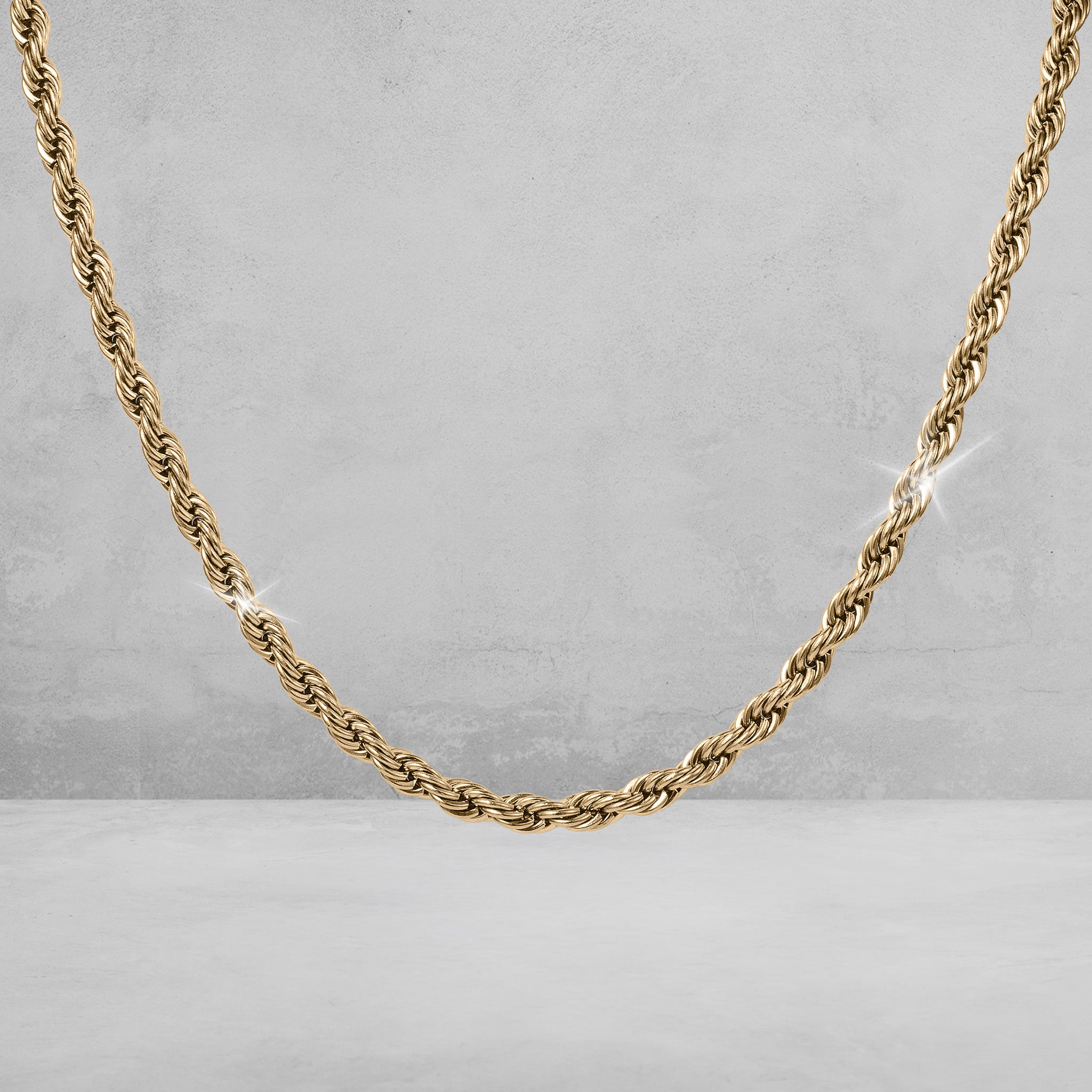 Viper Twist Rope Collection gold twisted rope necklace with polished texture and shine against a neutral background Up To 75% Off Retail