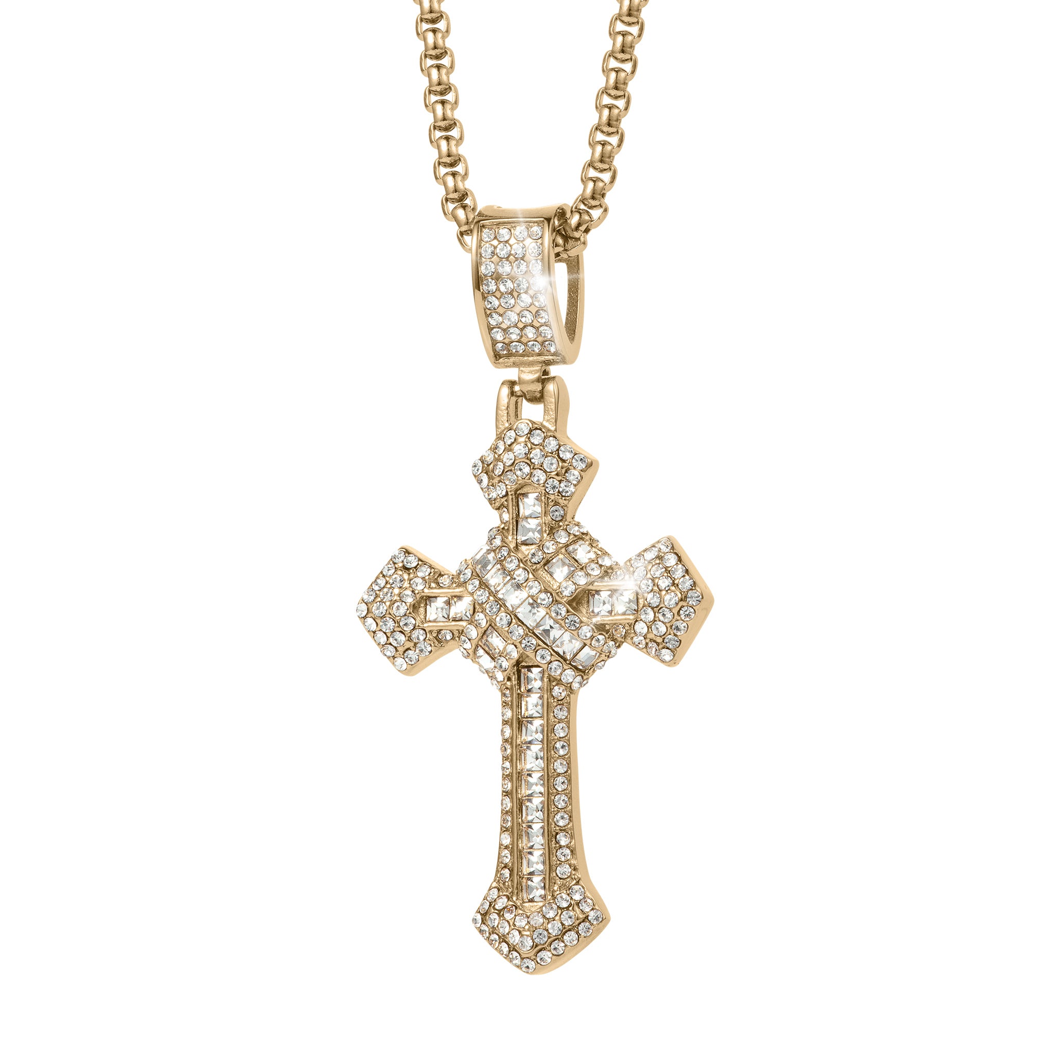Redemption Pendant gold cross necklace with sparkling crystal accents and detailed design Up To 75% Off Retail