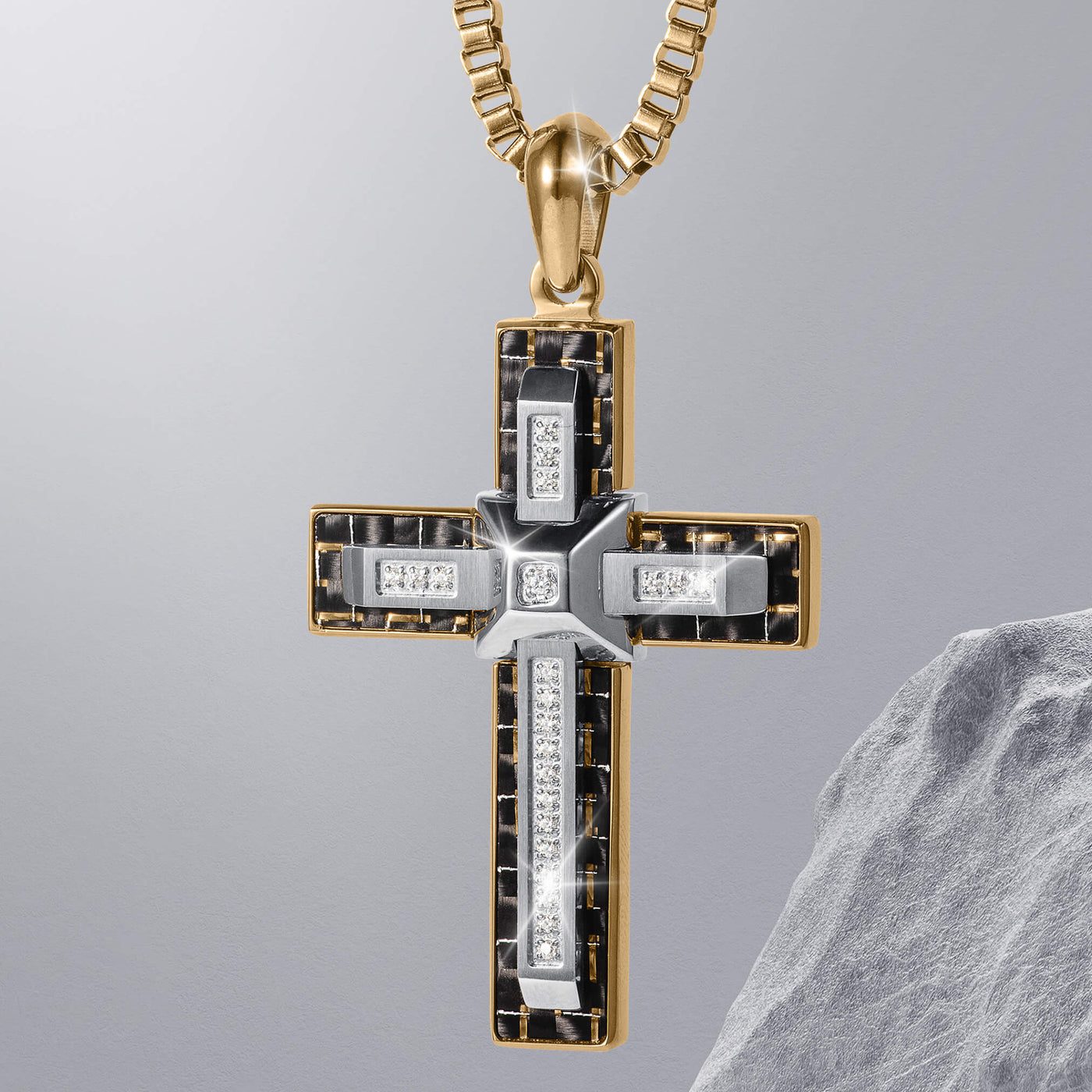 Carbon Valor Cross Pendant