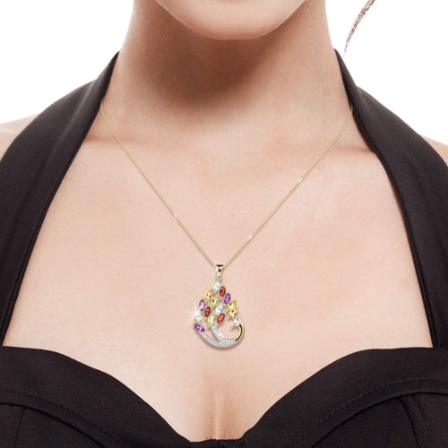 Rainbow Gemstone Peacock Pendant