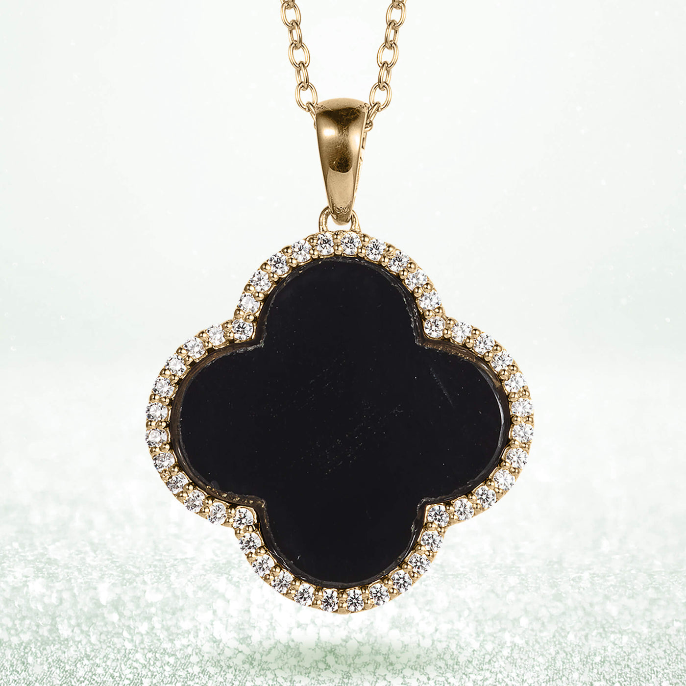 Fortuna Clover Onyx Pendant