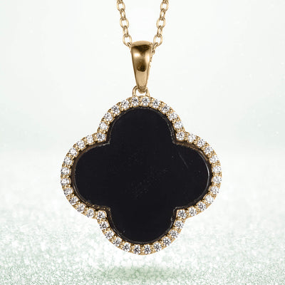 Fortuna Clover Onyx Pendant
