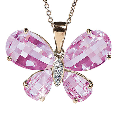 Daniel Steiger Pink Crystal Butterfly Pendant