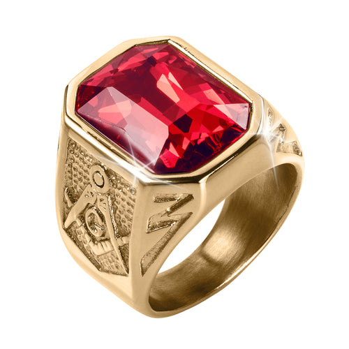 Golden Masonic Red Men’s Ring
