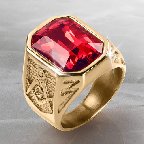 Golden Masonic Red Men’s Ring