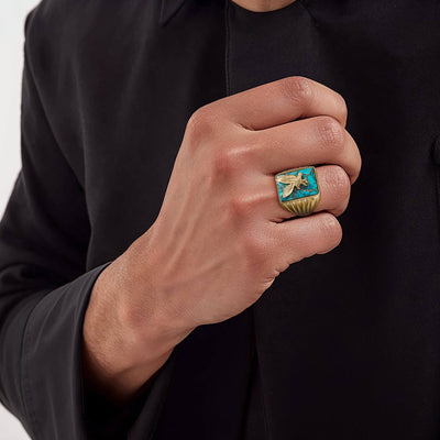 Turquoise Golden Eagle Ring