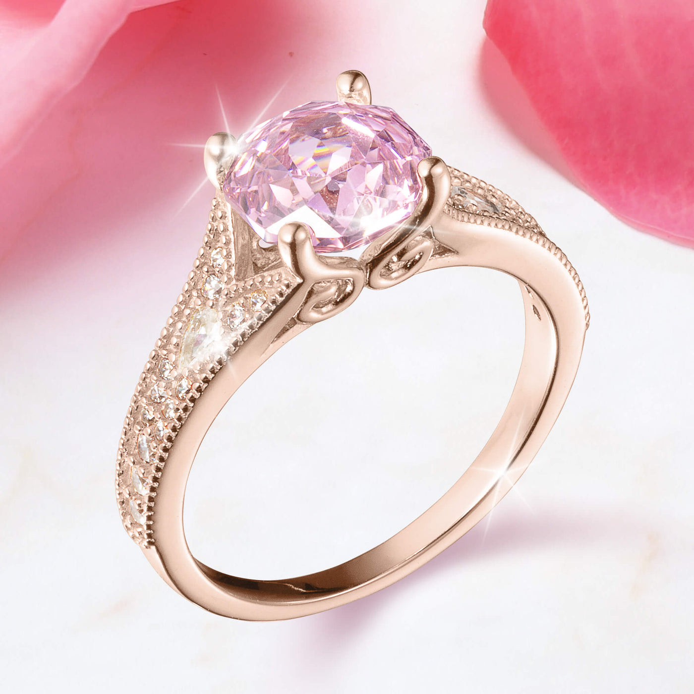 Enchanted Rose Pink Ladies Ring