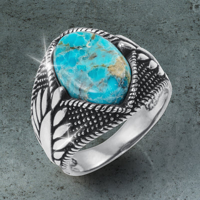 Turquoise Storm Men's Ring