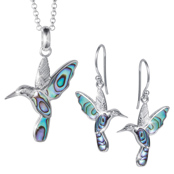 Abalone Rhodium Hummingbird Collection