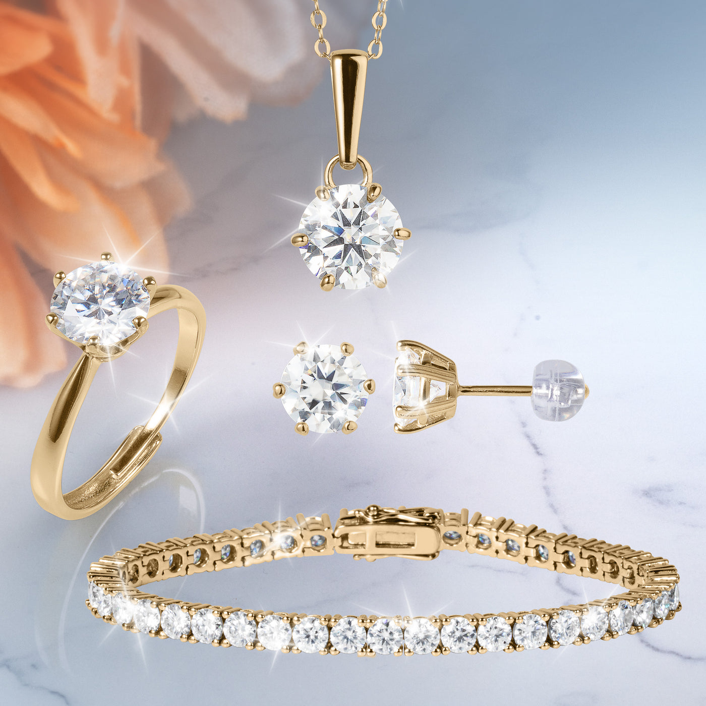 Daniel Steiger Golden Stardust Moissanite 4-Piece Collection