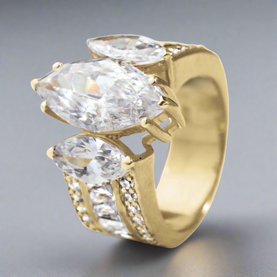 Daniel Steiger Marquise Trilogy Ring Gold