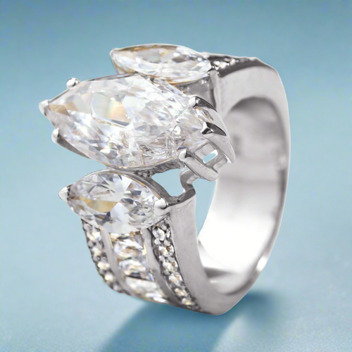 Daniel Steiger Marquise Trilogy Ring Rhodium