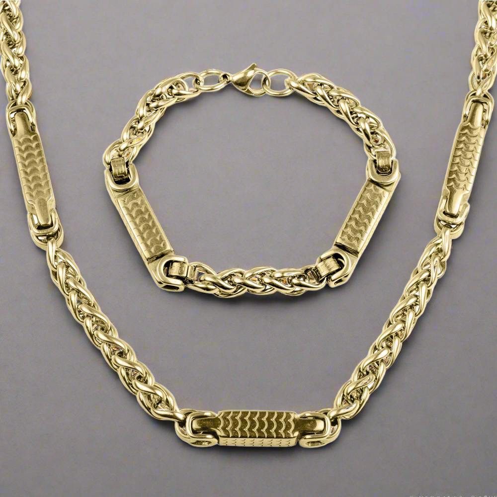 Gold necklace and bracelet