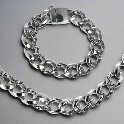 steel necklace and bracelet