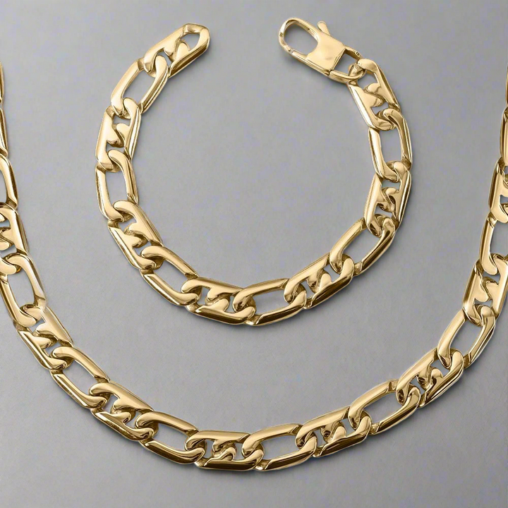 gold necklace and bracelet