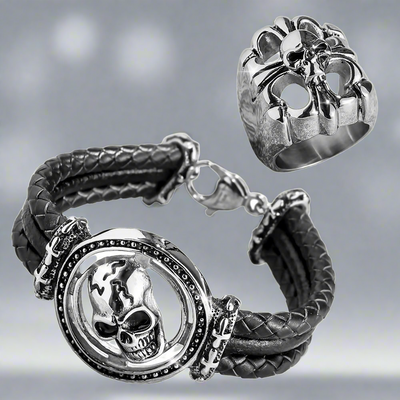 skull bracelet and ring