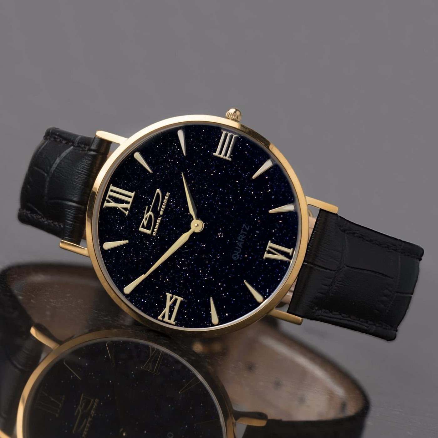 Daniel Steiger Ltd Edition Distinction Watch - Blue Gold Sandstone/Leather