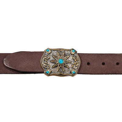 Daniel Steiger Turquoise Brown Leather Belt