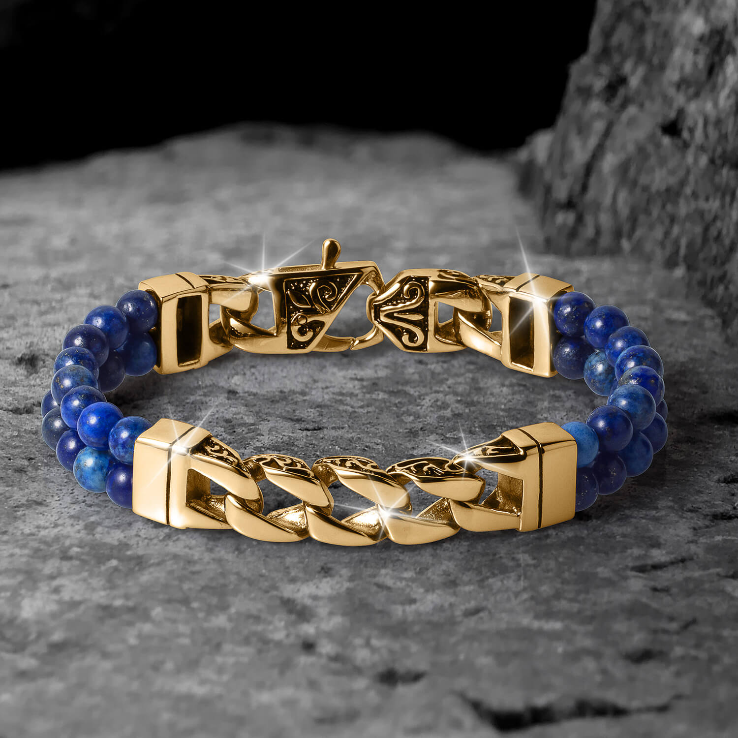Daniel Steiger Eclipse Lapis Gold Men's Bracelet