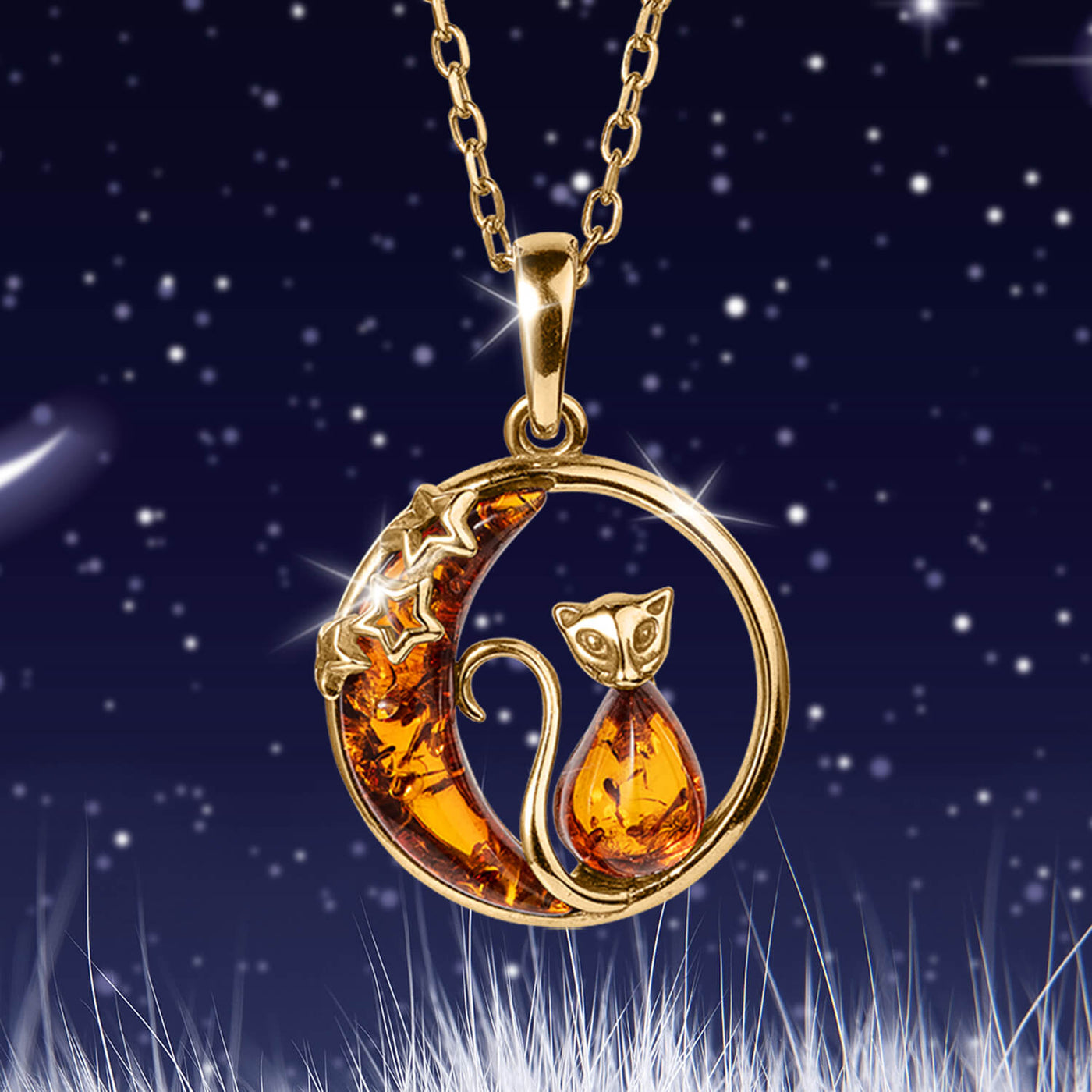 Daniel Steiger Baltic Amber Cat In The Moon Collection