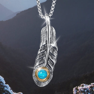 Daniel Steiger Turquoise Feather Pendant