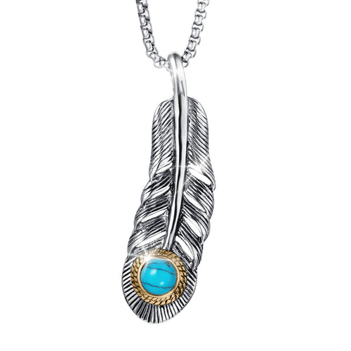 Daniel Steiger Turquoise Feather Pendant