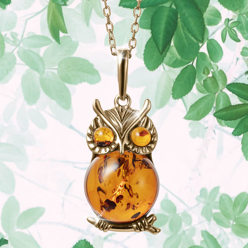 Daniel Steiger Baltic Amber Wise Owl Pendant