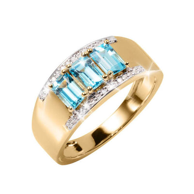 Daniel Steiger Blue Topaz Trio Men's Ring