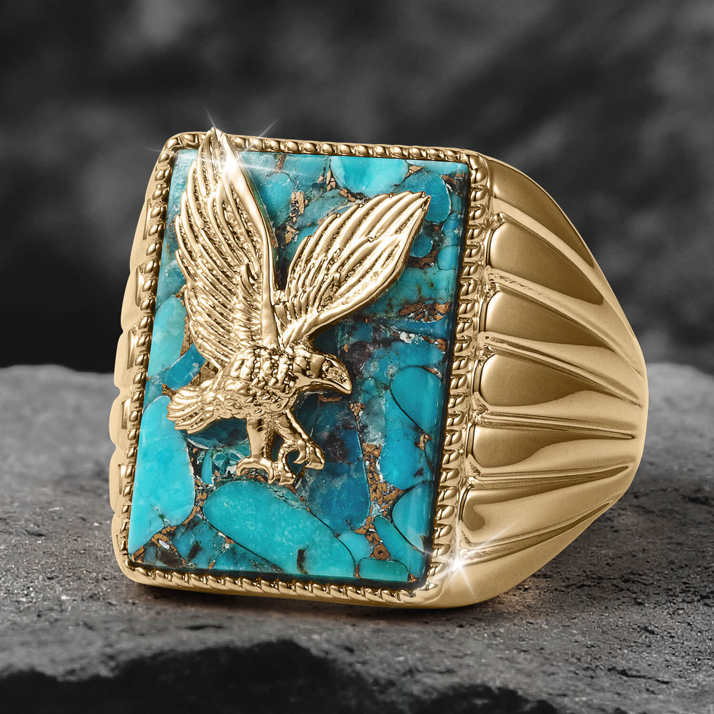 Gold Mexican Eagle Emblem Coat Of Arms Men's Signet Ring | Factory Direct  Jewelry
