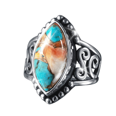 Daniel Steiger Pacific Turquoise & Spiny Oyster Ladies Ring